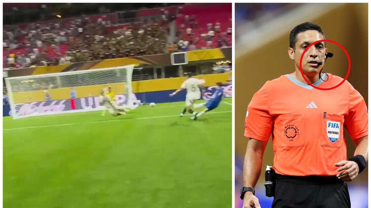 FIFA World Cup Referee Cam showing the headset camera on a referee