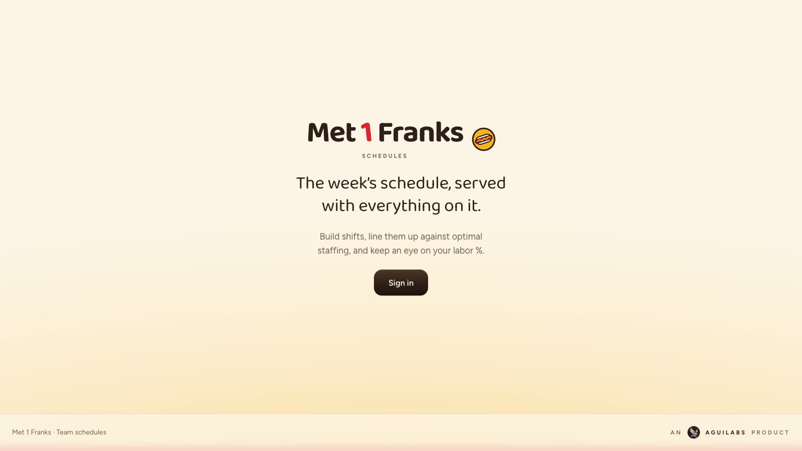 Met 1 Franks · Schedules